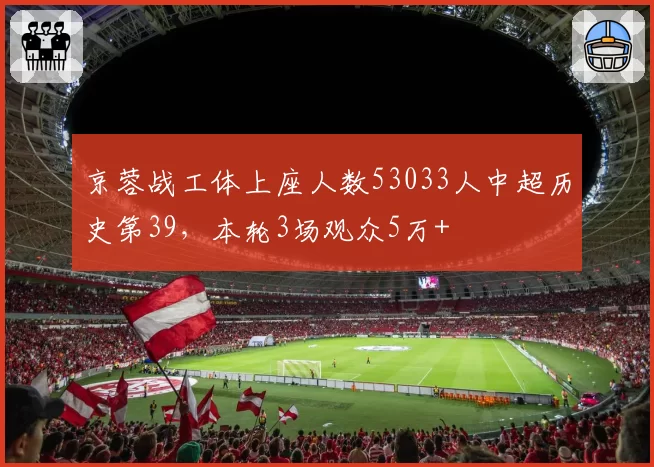 京蓉战工体上座人数53033人中超历史第39，本轮3场观众5万+